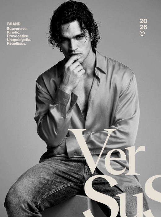 Versace verses advertisment of a young man posing in a black and white ad that worked with Simplicity Design Agency in Washington DC